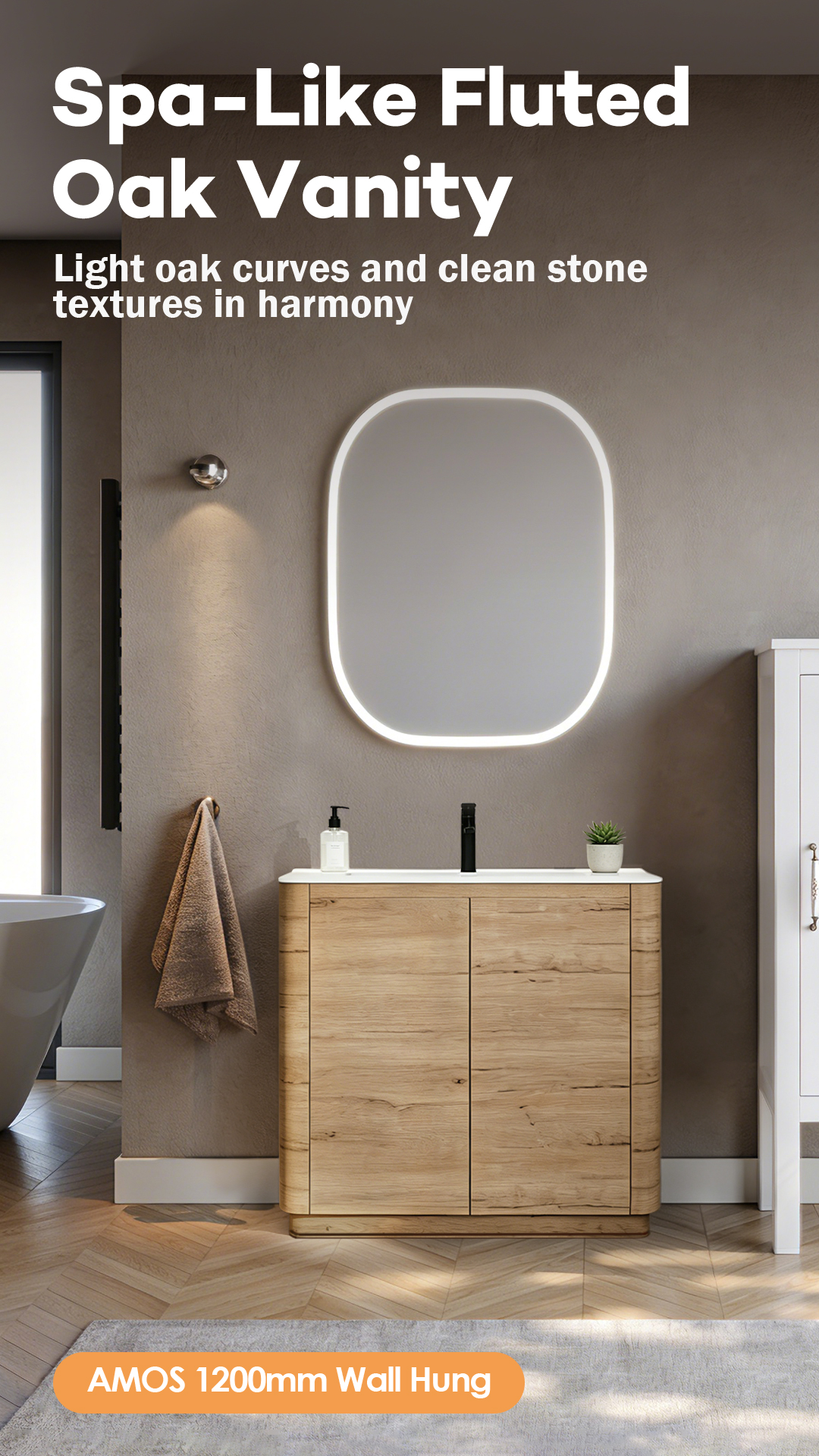 Brook 900 Floorstanding Vanity: A Spa-Like Oak Cabinet