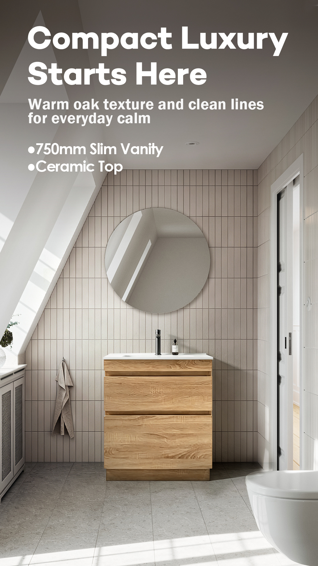 Slim 750 Vanity: Storage for Bathrooms That Don't Have Room to Spare