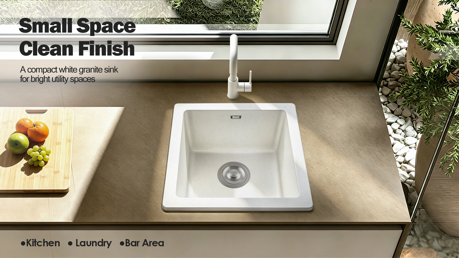 KSS4242W: A Compact Granite Sink for Kitchens, Laundries and Bar Areas